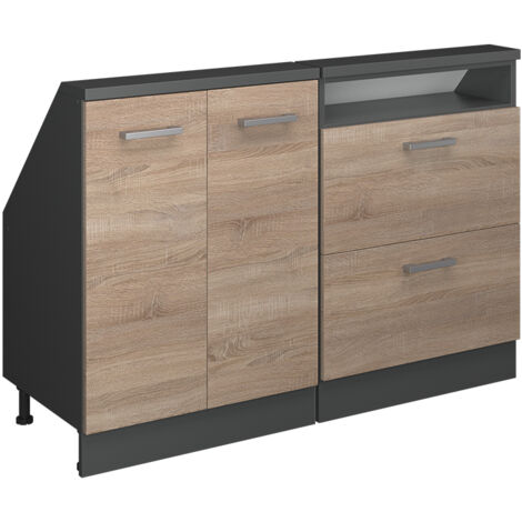 Dachschrägenschrank-Set Rion, Sonoma/Anthrazit, 2er Set, Vicco