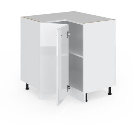 Eckunterschrank R-Line, Weiß Hochglanz, 75.6 cm ohne Arbeitsplatte, Vicco