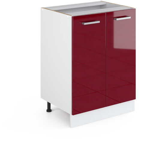 Küchenunterschrank R-Line, Bordeaux Hochglanz, 60 cm ohne Arbeitsplatte, Vicco