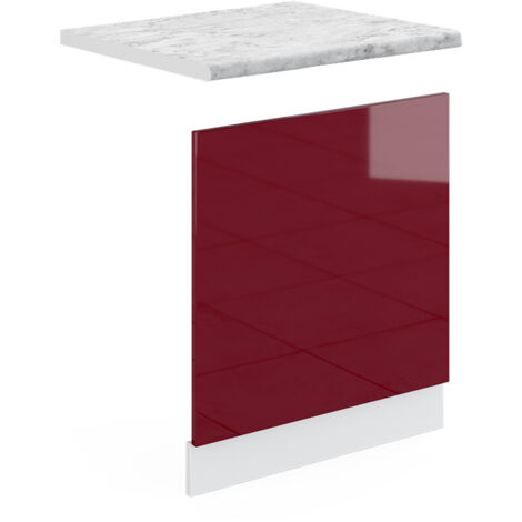 Frontblende R-Line, Bordeaux Hochglanz, 60 cm , AP Marmor, Vicco