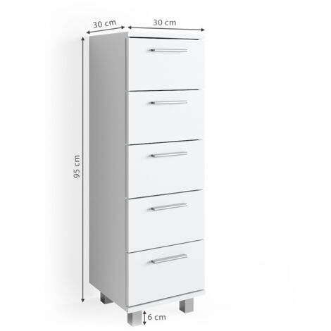 Badschrank Ilias, Weiß, 30 x 95 cm, Vicco