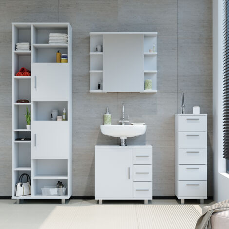 Badschrank Ilias, Weiß, 30 x 95 cm, Vicco