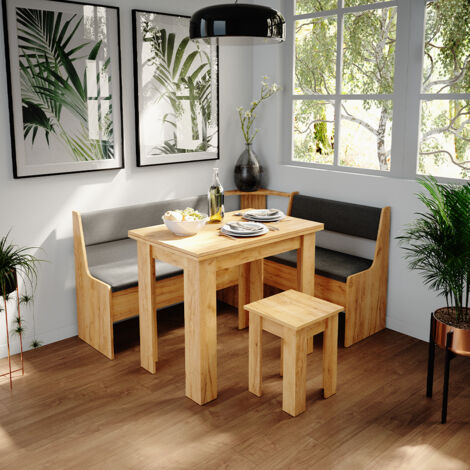 Eckbankgruppe Roman, Goldkraft Eiche, 150 x 41.5 cm mit Tisch, Vicco