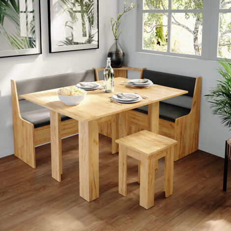 Eckbankgruppe Roman, Goldkraft Eiche, 150 x 41.5 cm mit Tisch, Vicco