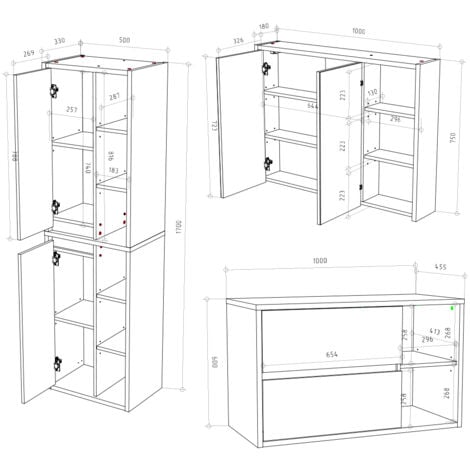 Badmöbel-Set Viola, Weiß, 3 Teile, Vicco
