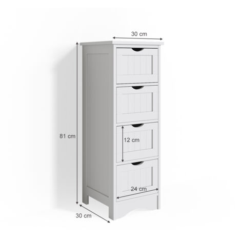 Badschrank Bianco, Weiß, 30 x 81 cm, Vicco