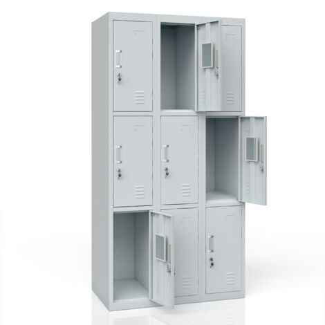 Schließfachschrank  , Grau, 90 x 180 cm 9 Fächer, Vicco