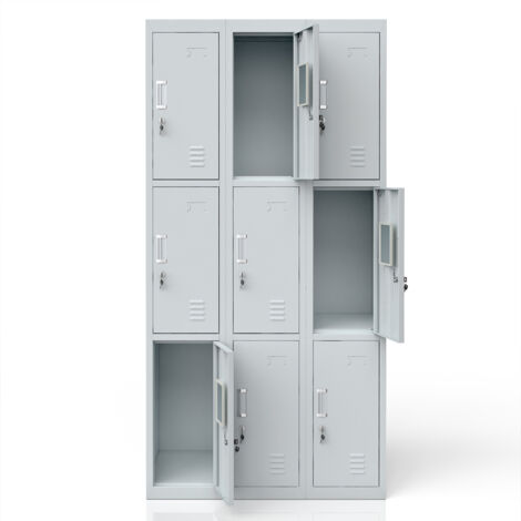 Schließfachschrank  , Grau, 90 x 180 cm 9 Fächer, Vicco