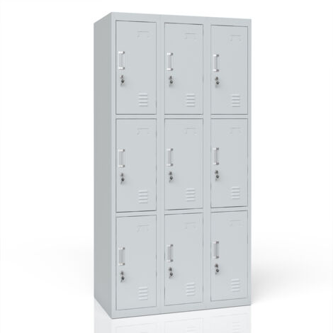 Schließfachschrank  , Grau, 90 x 180 cm 9 Fächer, Vicco