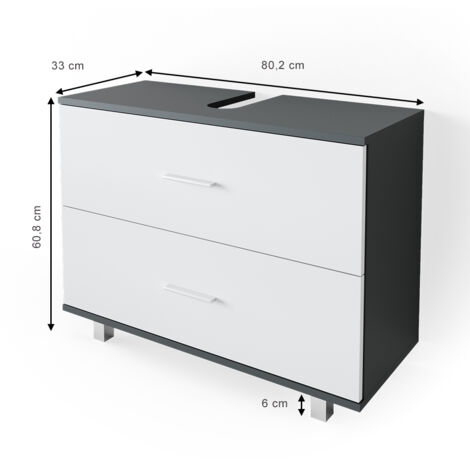 Waschbeckenunterschrank Ilias, Anthrazit/Weiß, 80 x 60.8 cm, Vicco