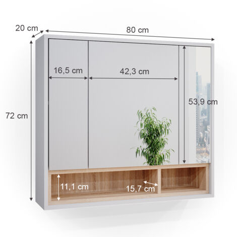 Badspiegelschrank Beatrice, Weiß, 80 x 72 cm, Vicco