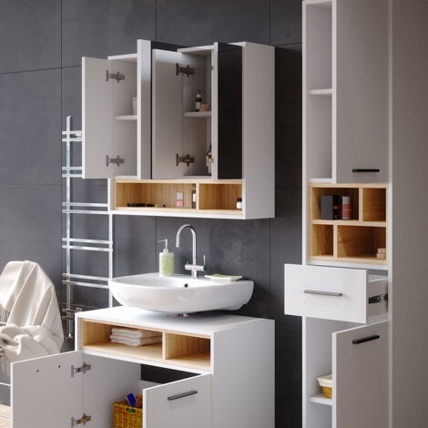 Badspiegelschrank Beatrice, Weiß, 80 x 72 cm, Vicco