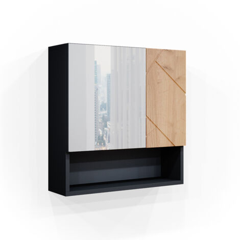 Badspiegelschrank Irma, Goldkraft Eiche/Anthrazit, 54 x 55 cm, Vicco