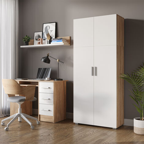 Aktenschrank Frank, Weiß/Sonoma, 80 x 182.4 cm, Vicco
