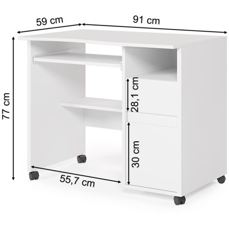 Schreibtisch Polo, Weiß, 91 x 59 cm, Vicco