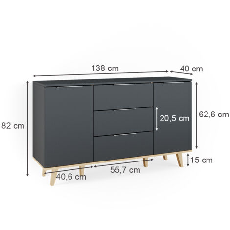 Kommode Nautica, Anthrazit, 138 x 82 cm, Vicco