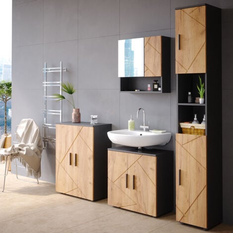 Badschrank Irma, Anthrazit, 30 x 192 cm, Vicco