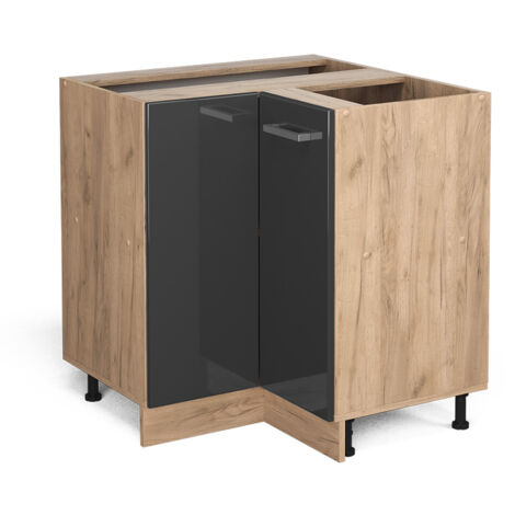 Eckunterschrank R-Line, Anthrazit Hochglanz, 75.6 cm ohne Arbeitsplatte, Vicco