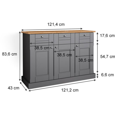 Kommode Bergamo, Grau, 121.4 x 83.6 cm, Vicco