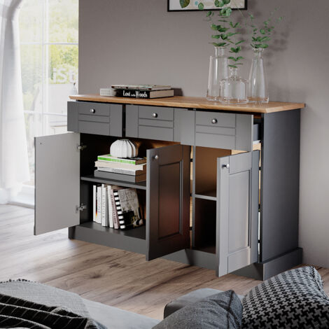 Kommode Bergamo, Grau, 121.4 x 83.6 cm, Vicco