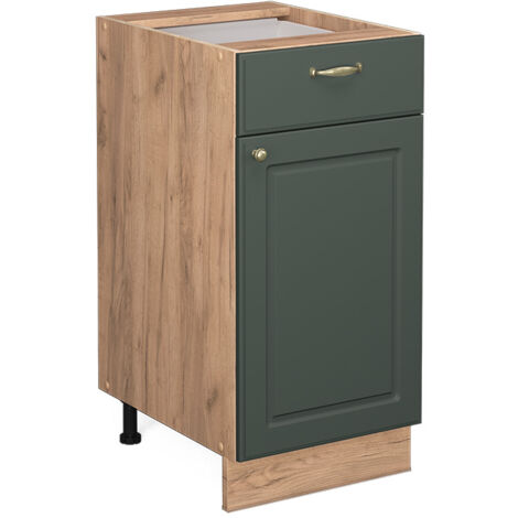 Küchenunterschrank Fame-Line, Grün-Gold Landhaus, 40 cm ohne Arbeitsplatte, Vicco