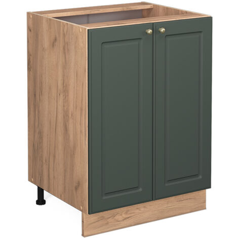 Küchenunterschrank Fame-Line, Grün-Gold Landhaus, 60 cm ohne Arbeitsplatte, Vicco