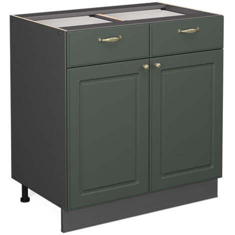 Küchenunterschrank Fame-Line, Grün-Gold Landhaus, 80 cm ohne Arbeitsplatte, Vicco