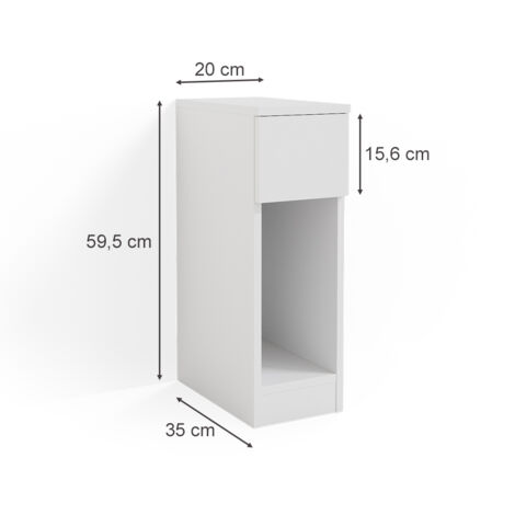 Nachttisch Enton, Weiß, 20 x 59.5 cm, Vicco