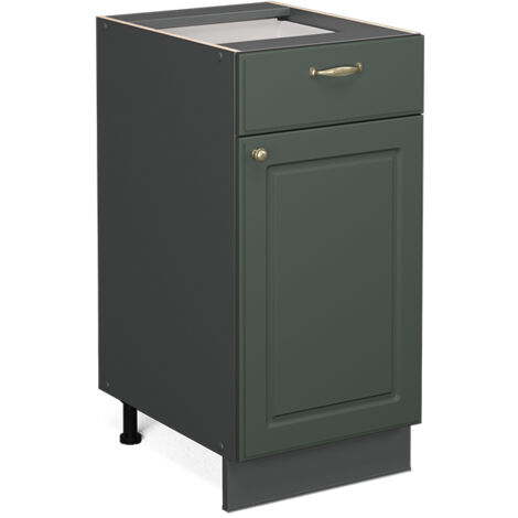 Küchenunterschrank Fame-Line, Grün-Gold Landhaus, 40 cm ohne Arbeitsplatte, Vicco