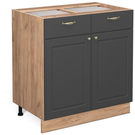 Küchenunterschrank Fame-Line, Anthrazit-Gold, 80 cm ohne Arbeitsplatte, Vicco (1/5)