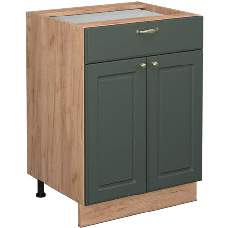 Küchenunterschrank Fame-Line, Grün-Gold Landhaus, 60 cm mit Schublade, ohne Arbeitsplatte, Vicco