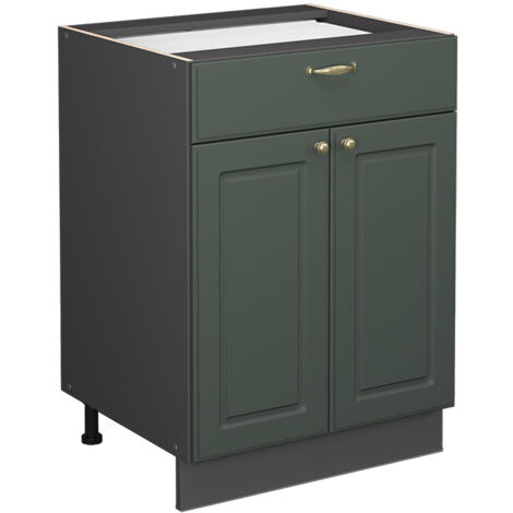 Küchenunterschrank Fame-Line, Grün-Gold Landhaus, 60 cm mit Schublade, ohne Arbeitsplatte, Vicco