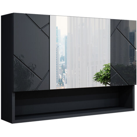 Badspiegelschrank Irma, Anthrazit Hochglanz, 80.1 x 55 cm, Vicco