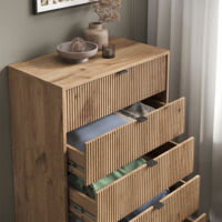 Kommode Eliza, Viking Oak, 76 x 120 cm mit 5 Schubladen, Vicco