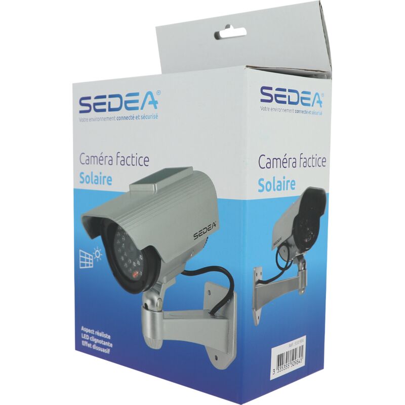 Caméra Factice Avec Panneau Solaire - LED Bleue Clignotante - Pour Dissuasion Intérieur/extérieur - 11