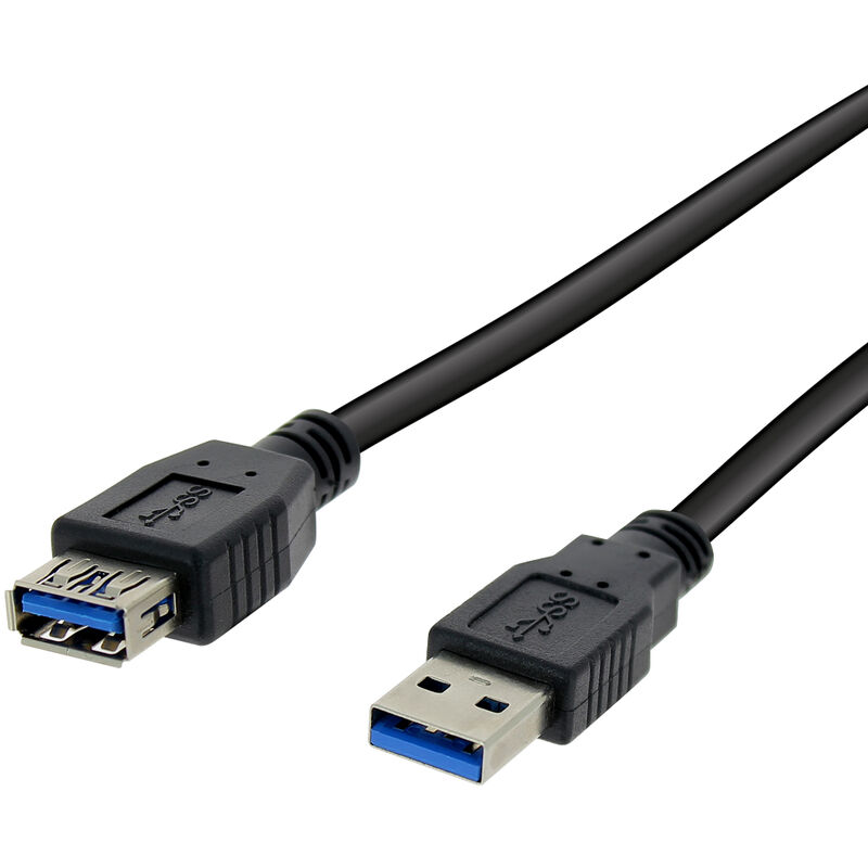 Câble d'extension SuperSpeed USB 3.0 (5Gbps) de 1,5m - Rallonge USB A vers  A sur socle - M/F - Noir