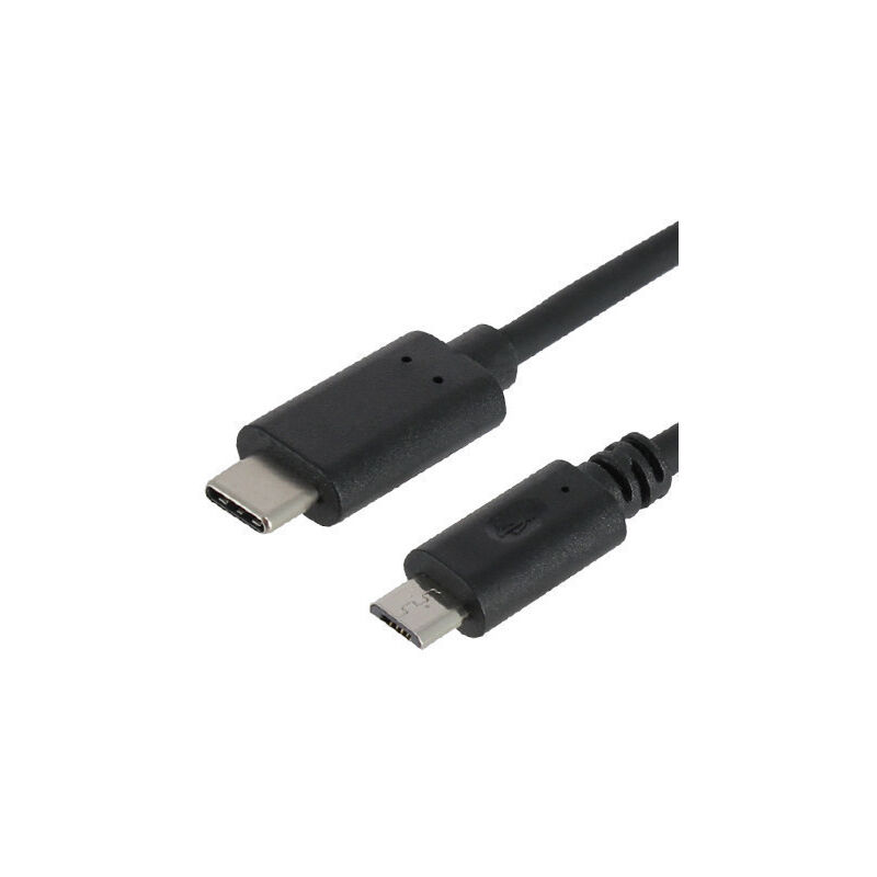Câble USB Type-C Vers Micro-USB 30 Cm - Prise Coudée - Charge Et Sync Rapide - Noir Neuf
