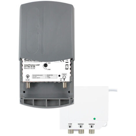 Sedea – Amplificateur TV 35 dB – Alimentation 12V – 2 sorties pour canaux UHF 21-48 – Gain réglable 20-35 dB – Installation rapide sur rail DIN