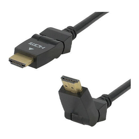 Câble HDMI Articulé 180° 4K Ultra HD High Speed noir audio/vidéo mâle/mâle 1,50 mètre Gold - SEDEA - 914531 (1/4)