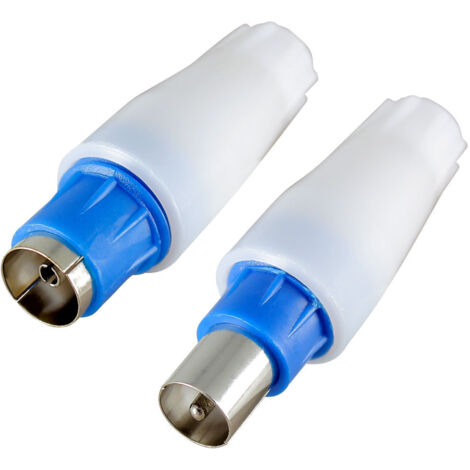 2 Fiches coaxiales TV normalisées 9,52 mm - 1 Mâle + 1 Femelle - FUJIONKYO - 424035