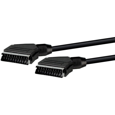 Câble Péritel Mâle/Mâle Waytex 1,5 M Noir – Cordon SCART 20 Broches Totalement Câblé Pour Connecter Vos équipements Vidéo