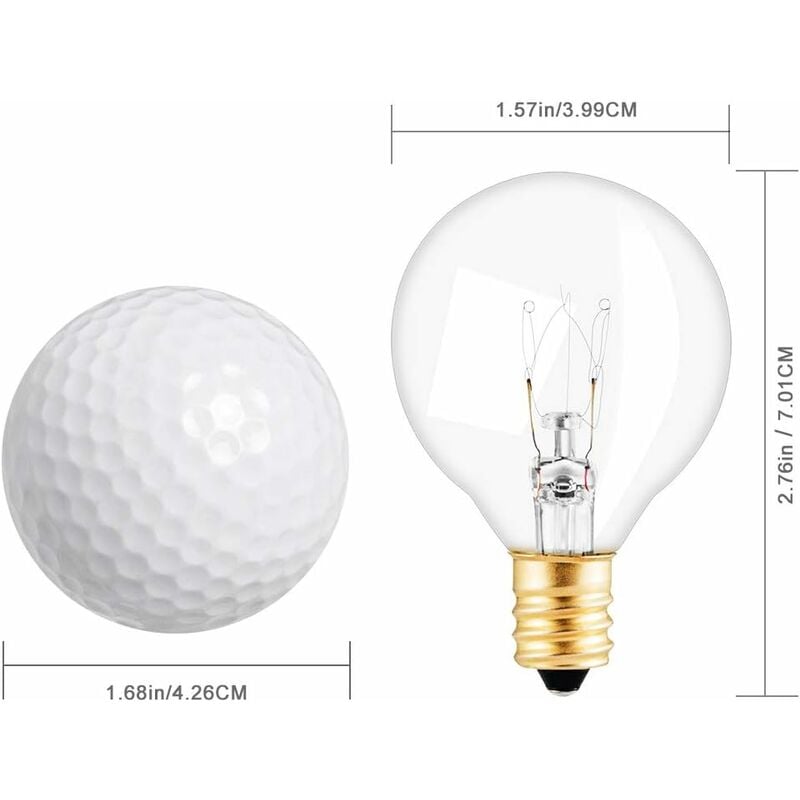 Sunix® Ampoules à Incandescence Globe Transparent 7W G40 Ampoules style Edison Blanc Chaud pour Guirlande Douilles E14 220V-240V 