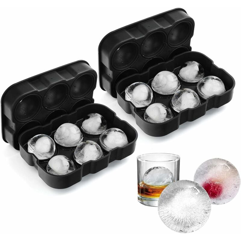 Grands moules à glaçons carrés en silicone pour 6 grosses boules de glace,  faciles à