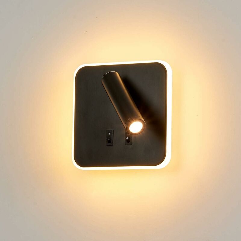 Lampe de Lecture Murale à Col de Cygne Applique Murale LED col de cygne avec interrupteur 3W Blanc Chaud Aluminium Noir COB 220V 