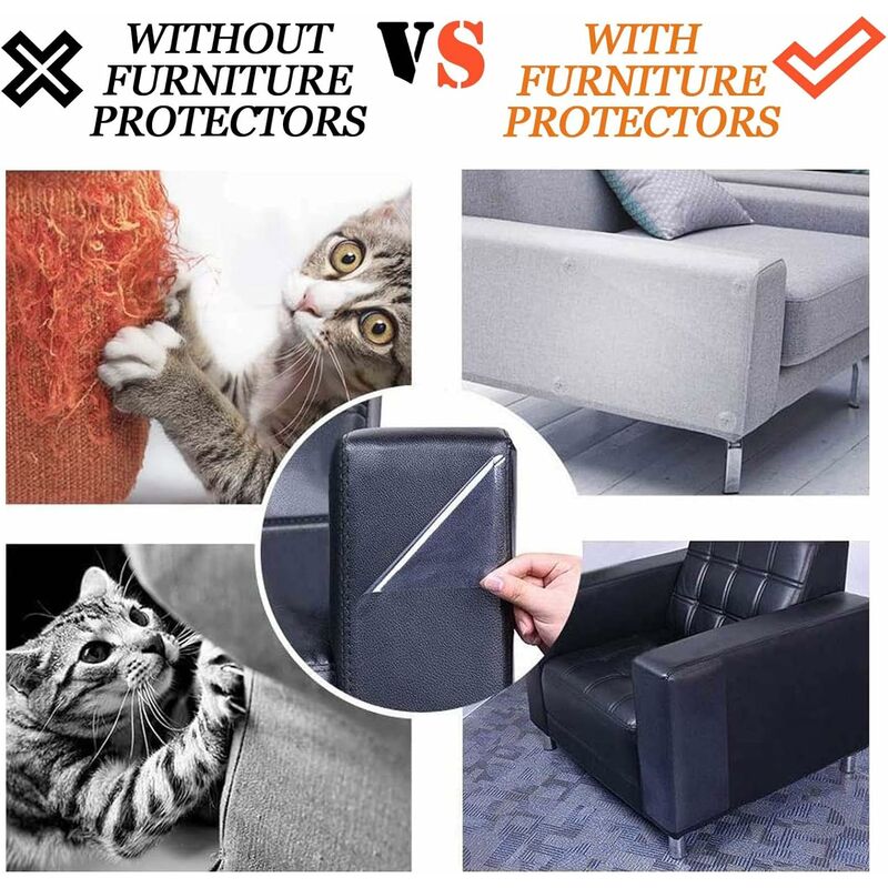 KTL Lot de 6 protections auto-adhésives avec épingles pour meubles contre les griffades de chat 40,6 x 30,5 cm 