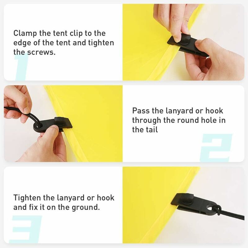 Fixe Tente Fasteners Clips Support de boule noire élastique cordon élastique bâche Clips ~~