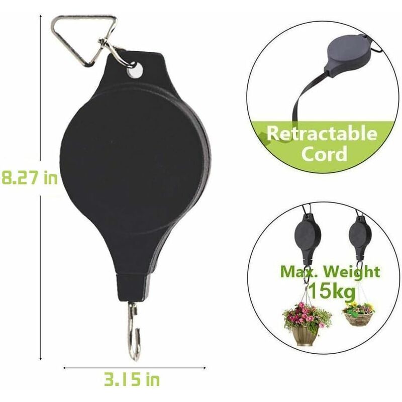 MVPACKEEY Lot de 4 poulies rétractables à suspendre pour panier de fleurs