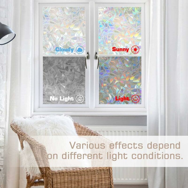 Réseau Vitrail Décorative Résidentiel Privée Films pour fenêtre Collement électrostatique Anti UV-A 30x100cm 12x39inch Be&xn Dépoli Fenêtre Films 