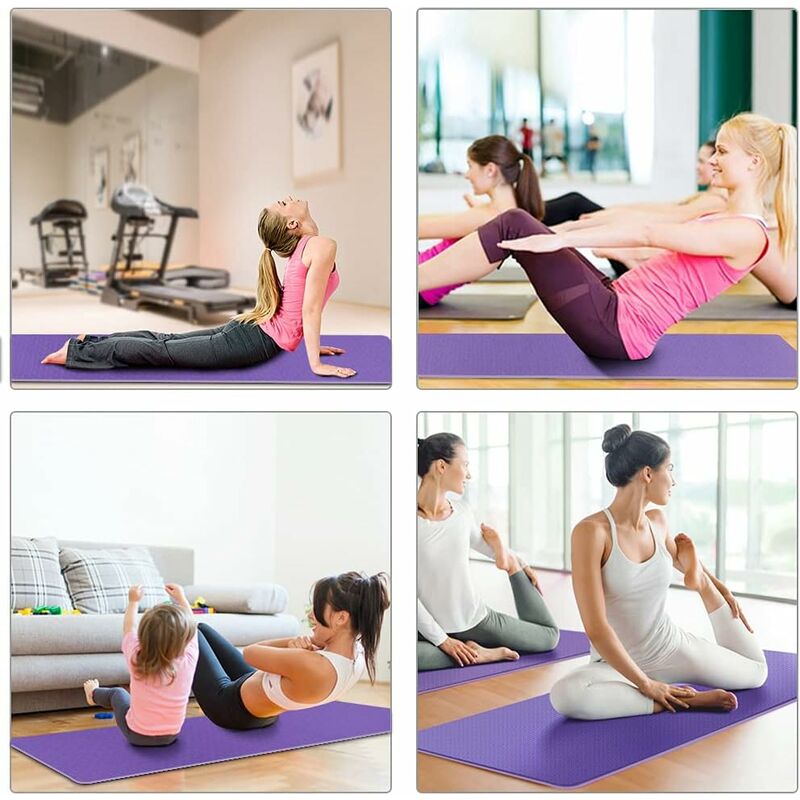 Tapis de yoga pour gym exercice pilates aérobic doux épais antidérapants mousse rouleau & sangle 