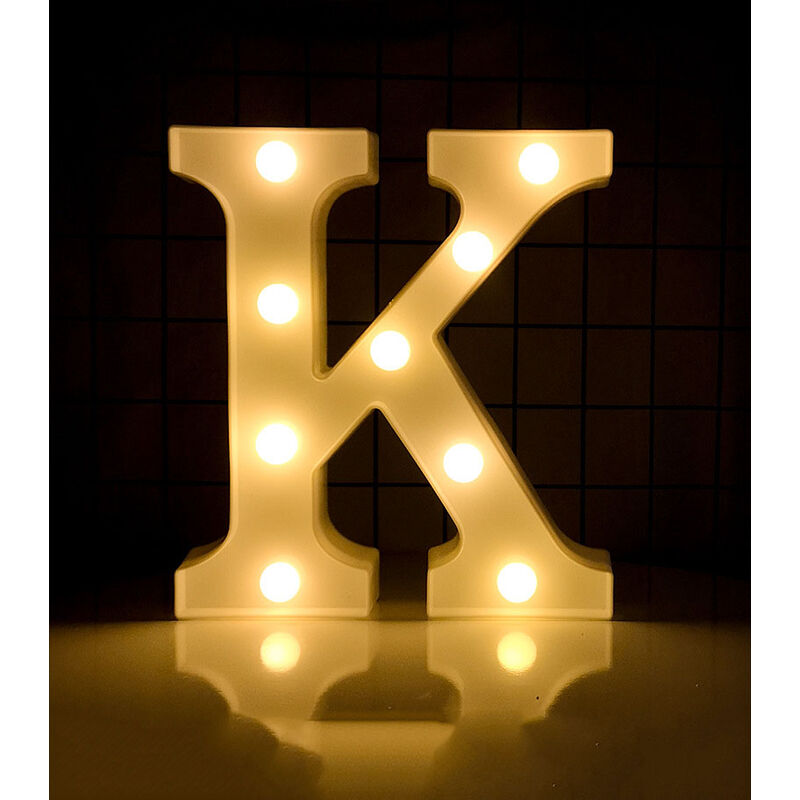 Lumières de lettre de chapiteau LED 26 lettres alphabet allument parfait signe pour Night Light mariage fête danniversaire lampe de Noël Home Bar décoration Argent, K 
